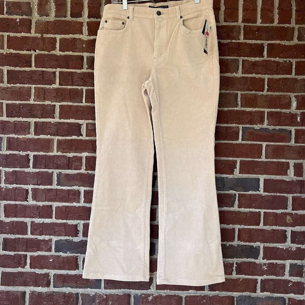 Lauren Jeans Company Ralph Lauren Corduroy Flare Pants Women Size 10 Almond NWT